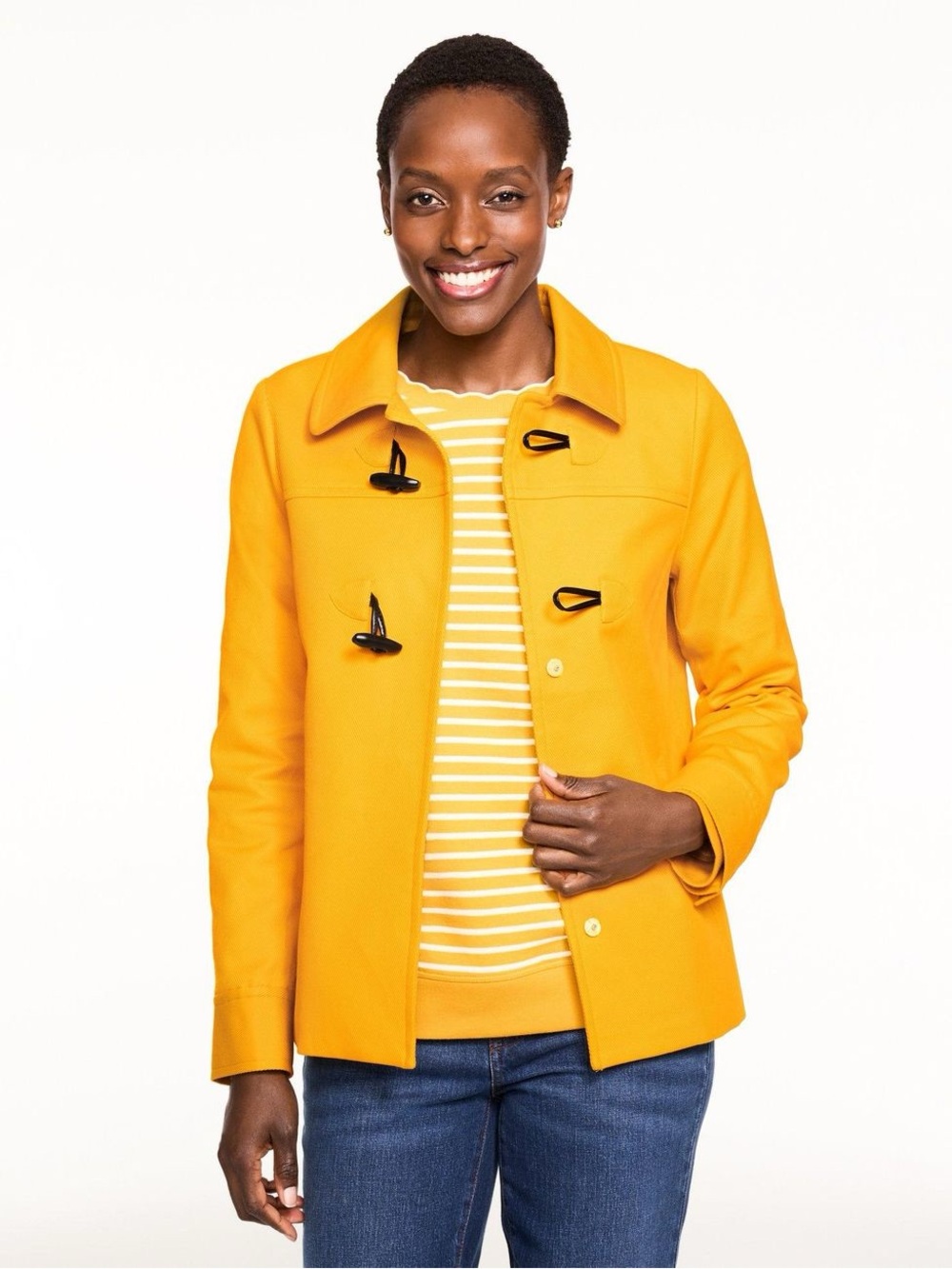 Talbots Mustard Yellow Toggle Pea Coat